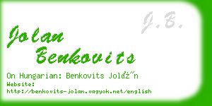 jolan benkovits business card